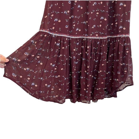 Ulla Johnson Silk Leena Floral Embroidered Burgundy Midi Dress 4 - Picture 13 of 15